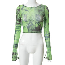 Load image into Gallery viewer, &#39;Wheatgrass&#39; Fairy Grunge Graffiti Mesh Top AlielNosirrah
