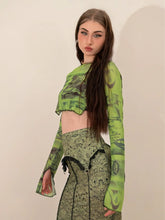 Load image into Gallery viewer, &#39;Wheatgrass&#39; Fairy Grunge Graffiti Mesh Top AlielNosirrah
