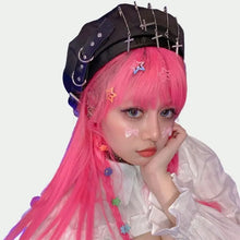 Load image into Gallery viewer, &#39;Whirlwind&#39; Cross Punk Y2K Beret AlielNosirrah
