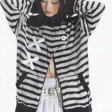 Load image into Gallery viewer, &#39;XOXO&#39; Grunge Stripped Zip Up Hoodie AlielNosirrah
