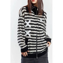 Load image into Gallery viewer, &#39;XOXO&#39; Grunge Stripped Zip Up Hoodie AlielNosirrah
