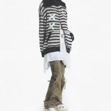 Load image into Gallery viewer, &#39;XOXO&#39; Grunge Stripped Zip Up Hoodie AlielNosirrah
