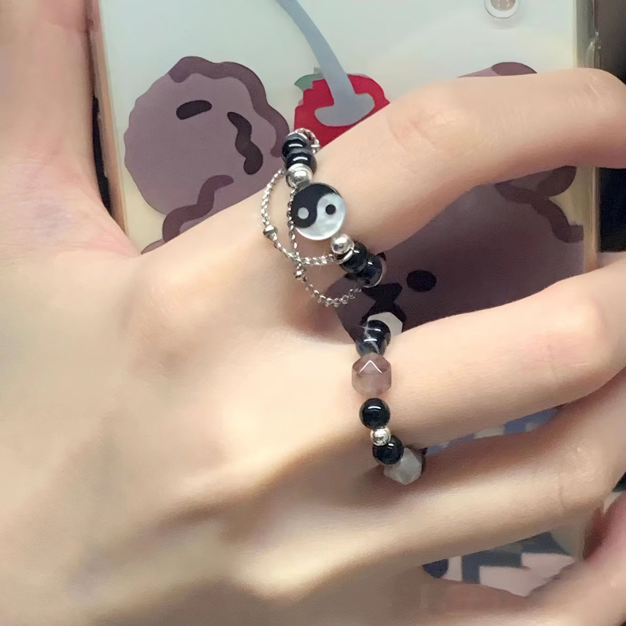 'Yin & Yang' Alt Jade Beads Rings Set AlielNosirrah