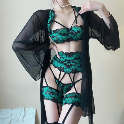 'Yuko' Exotic Embroidery Sexy Lingerie Set AlielNosirrah