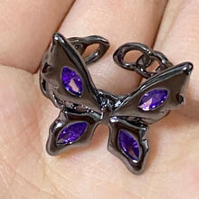 Load image into Gallery viewer, &#39;Yume&#39; Purple Stone Butterfly Rings - AlielNosirrah

