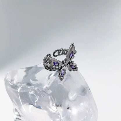 'Yume' Purple Stone Butterfly Rings - AlielNosirrah