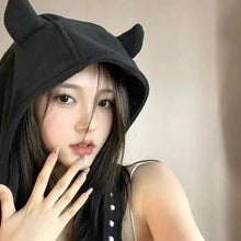 Load image into Gallery viewer, &#39;crafty&#39; little devil horn plush hat AlielNosirrah
