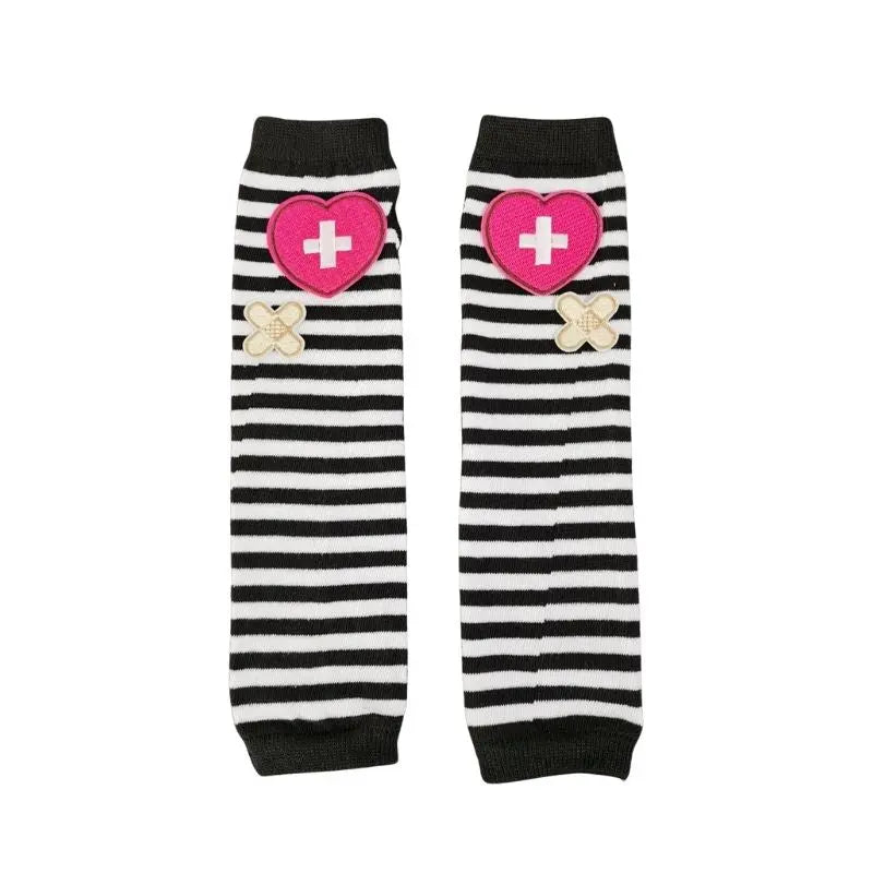 'lovely horribly' Y2k Harajuku Dark Knitted Striped Gloves AlielNosirrah